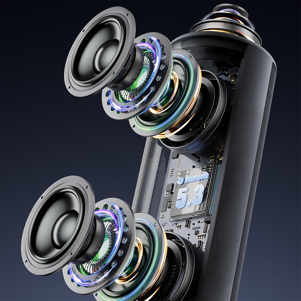 Dudao Y21Pro bevielė garsiakalbis su RGB apšvietimu Bluetooth 5.3 - juoda -- Bluetooth Speakers