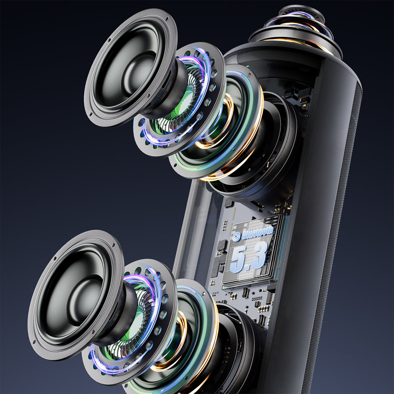 Dudao Y21Pro bevielė garsiakalbis su RGB apšvietimu Bluetooth 5.3 - juoda -- Bluetooth Speakers