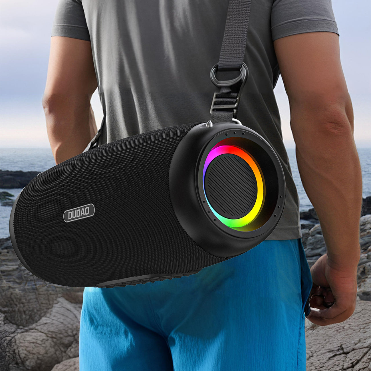 Dudao Y21Pro bevielė garsiakalbis su RGB apšvietimu Bluetooth 5.3 - juoda -- Bluetooth Speakers