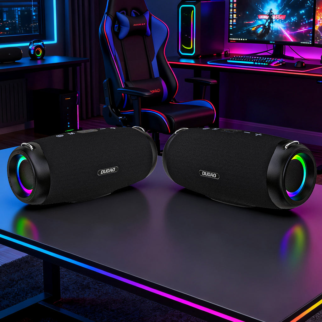 Dudao Y21Pro bevielė garsiakalbis su RGB apšvietimu Bluetooth 5.3 - juoda -- Bluetooth Speakers