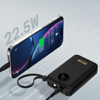 Dudao K14+ išorinė baterija 20000mAh 22.5W USB-C / USB-A / integruoti Lightning ir USB-C laidai - juoda -- Powerbanks
