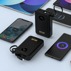 Dudao K14+ išorinė baterija 20000mAh 22.5W USB-C / USB-A / integruoti Lightning ir USB-C laidai - juoda -- Powerbanks