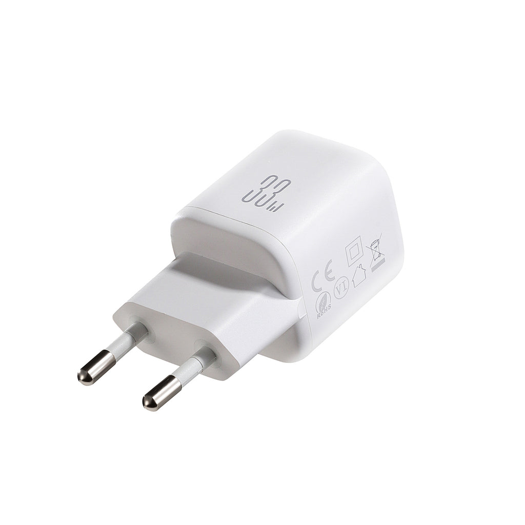 Joyroom JR-TG7 33W USB-A + USB-C Sieninis įkroviklis su 60W USB-C iki USB-C 1m kabeliu - baltas