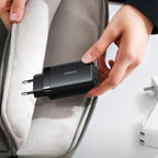 Joyroom JR-TG10 65W GaN 2x USB-C + USB-A sieninis įkroviklis su 100W USB-C - USB-C 1,2 m laidas - juodas
