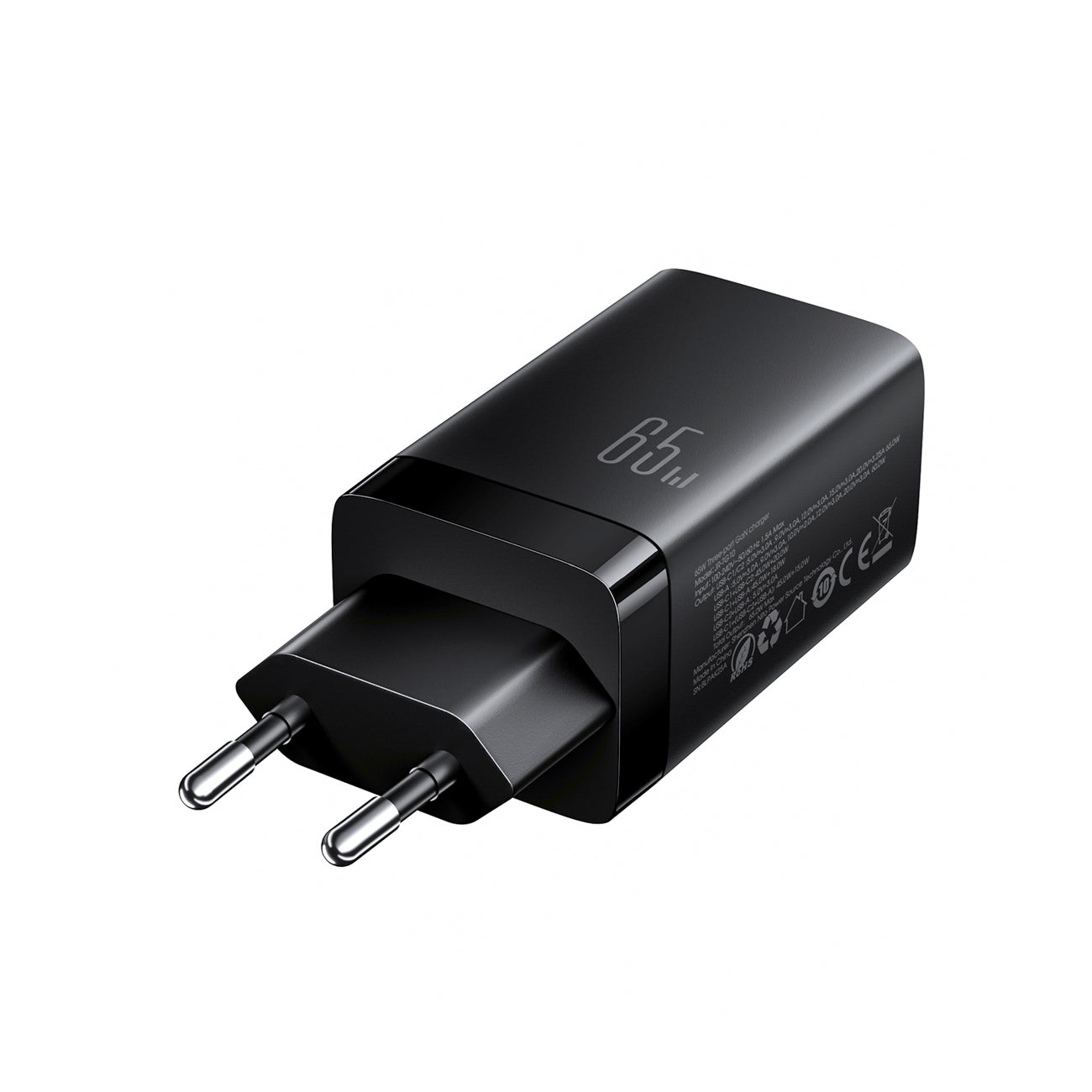 Joyroom JR-TG10 65W GaN 2x USB-C + USB-A sieninis įkroviklis su 100W USB-C - USB-C 1,2 m laidas - juodas