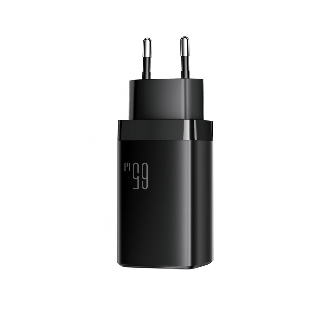 Joyroom JR-TG10 65W GaN 2x USB-C + USB-A sieninis įkroviklis su 100W USB-C - USB-C 1,2 m laidas - juodas
