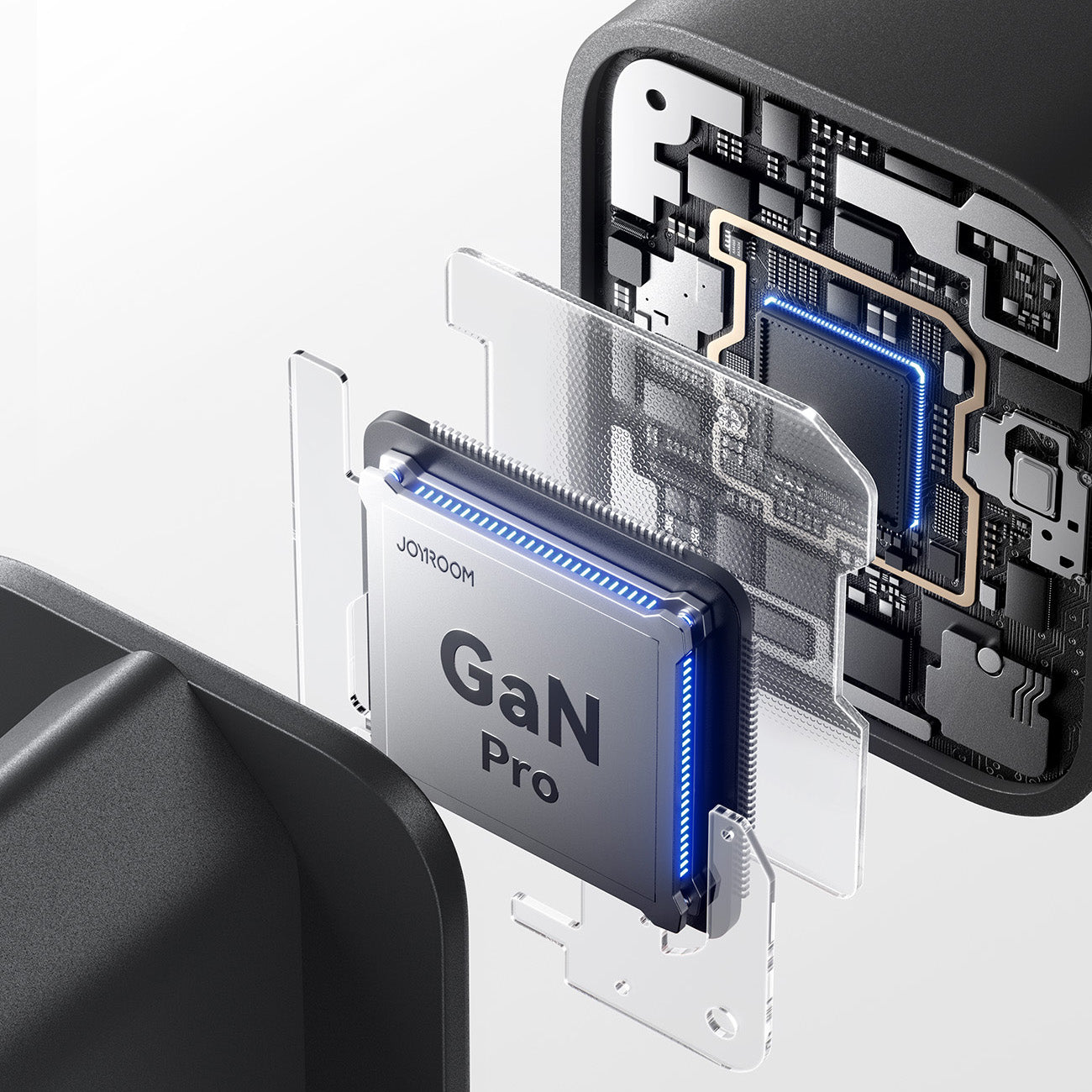 Joyroom JR-TO1 GaN 45 USB-C Lightning USB-A Sieninis įkroviklis - juodas