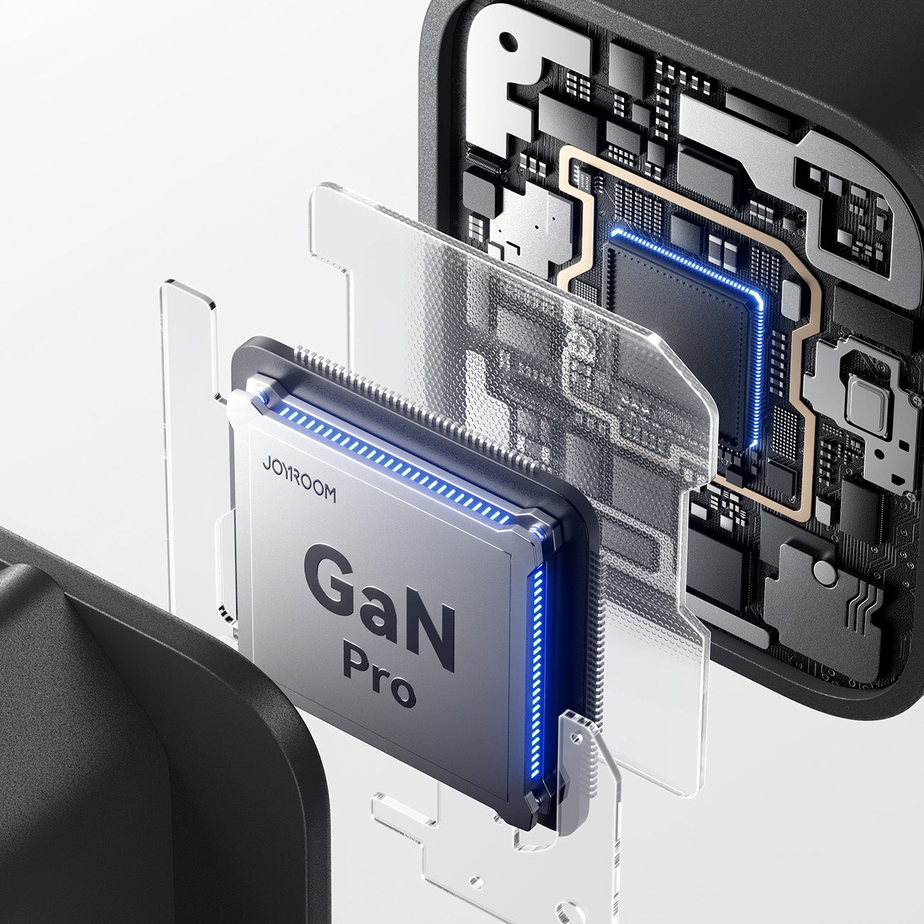 Joyroom JR-TO1 GaN 45 USB-C Lightning USB-A Sieninis įkroviklis - juodas