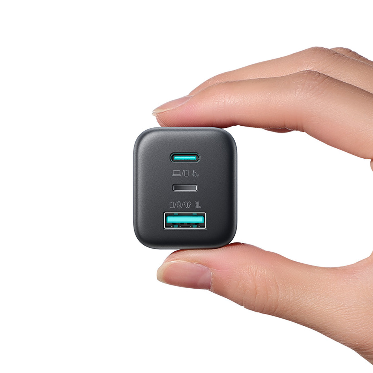 Joyroom JR-TO1 GaN 45 USB-C Lightning USB-A Sieninis įkroviklis - juodas