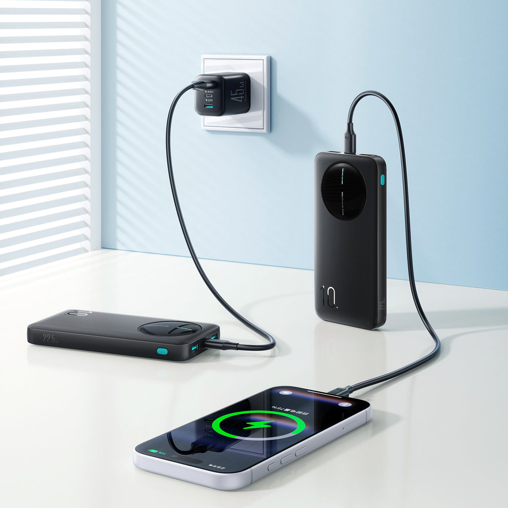 Joyroom JR-PBF12 Pro Powerbank 22.5W 10000mAh su skaitmeniniu ekranu 2x USB-A 1x USB-C - Juodas -- Powerbanks