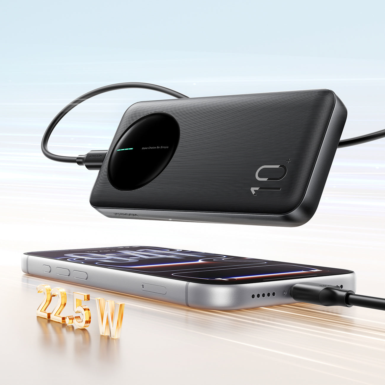 Joyroom JR-PBF12 Pro Powerbank 22.5W 10000mAh su skaitmeniniu ekranu 2x USB-A 1x USB-C - Juodas -- Powerbanks