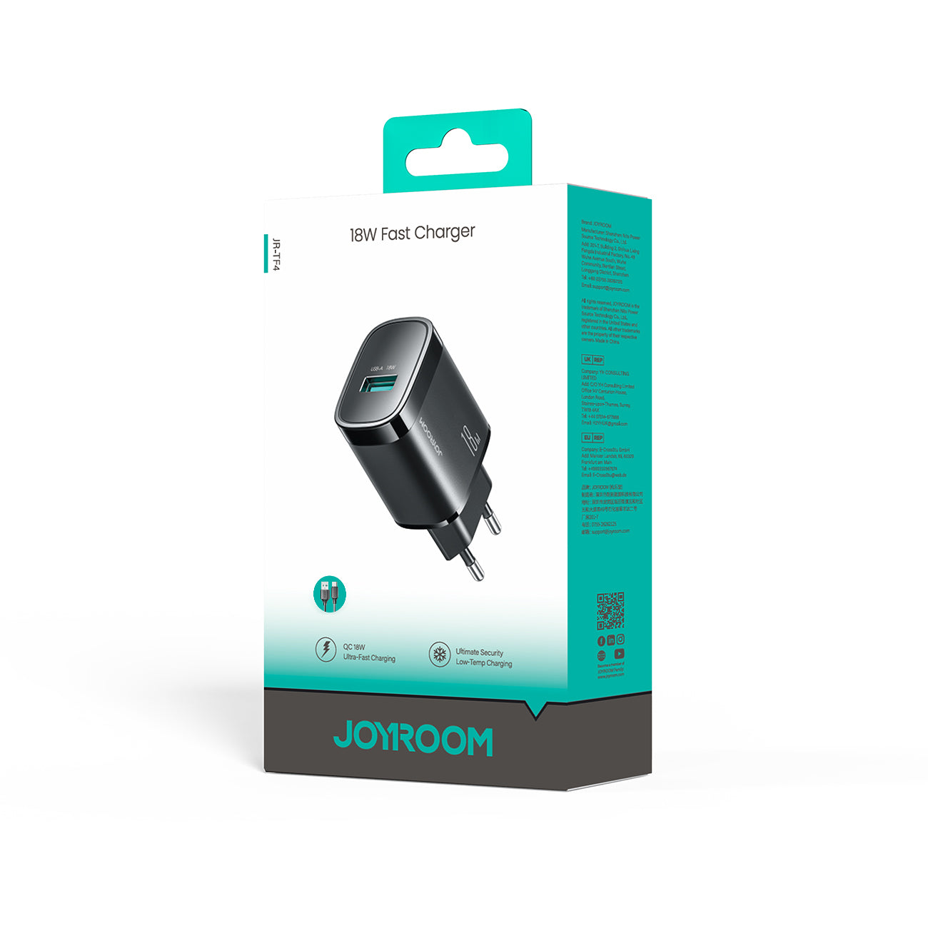 Joyroom JR-TF4 18W sieninis įkroviklis - juodas