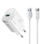 Joyroom JR-TF4 18W sieninis įkroviklis su 3A USB-A - USB-C 1m laidu - baltas