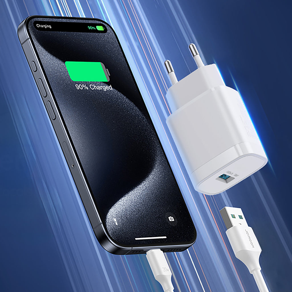 Joyroom JR-TF4 18W sieninis įkroviklis su 3A USB-A - USB-C 1m laidu - baltas