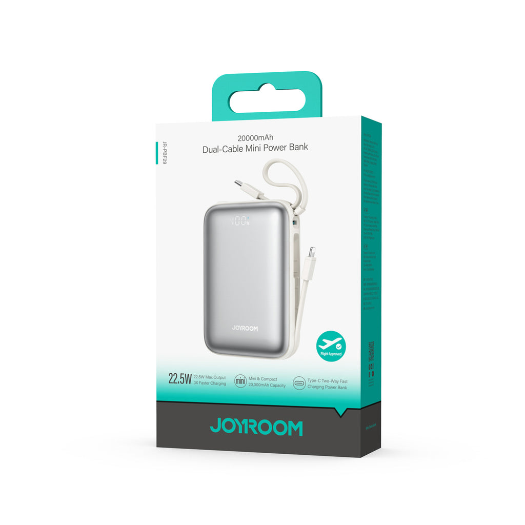 Joyroom JR-PBF29 išorinė baterija 20000mAh 22.5W su dvigubu laidu - balta