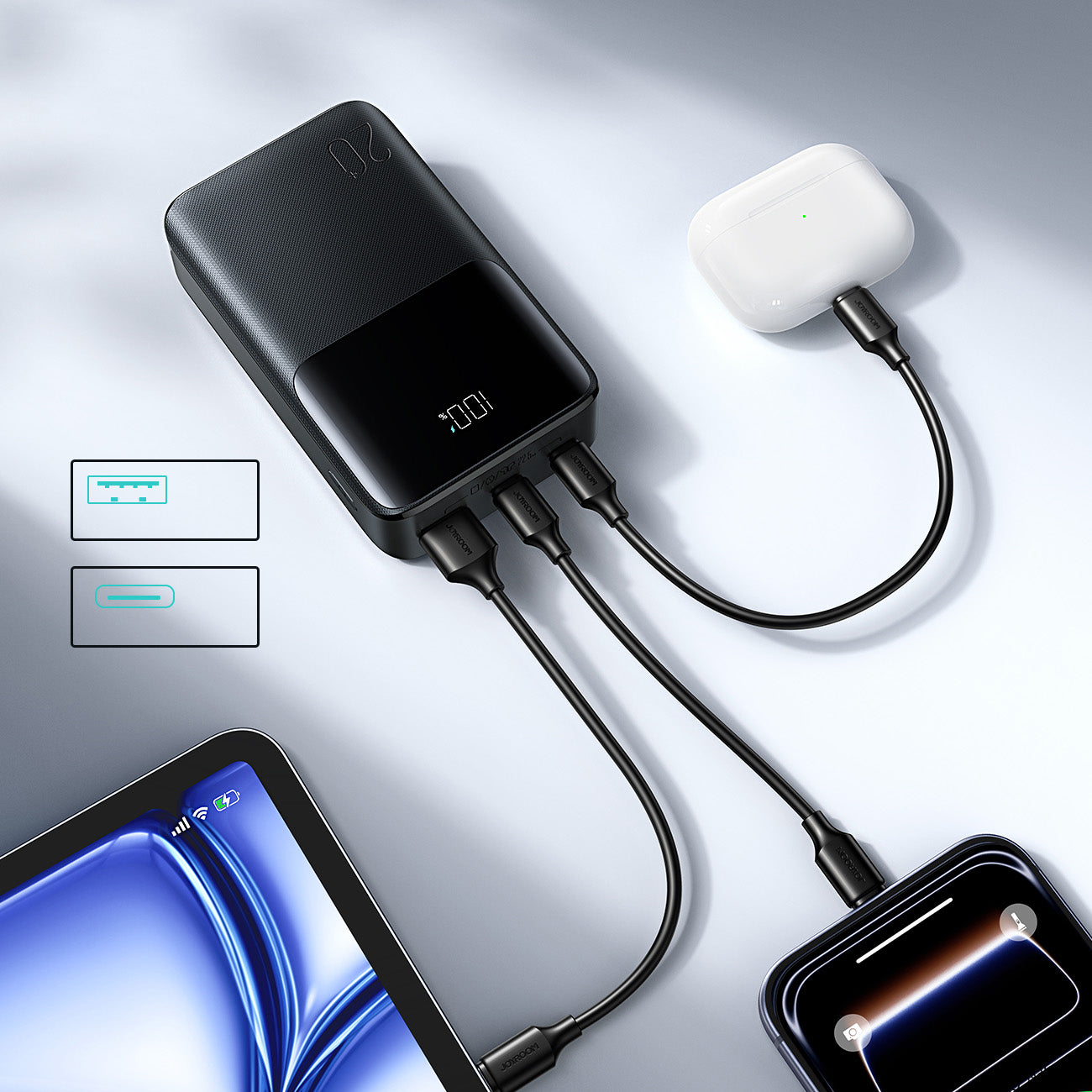 Joyroom JR-QP192 Star Series Mini išorinė baterija 20000mAh 22.5W su skaitmeniniu ekranu - juoda