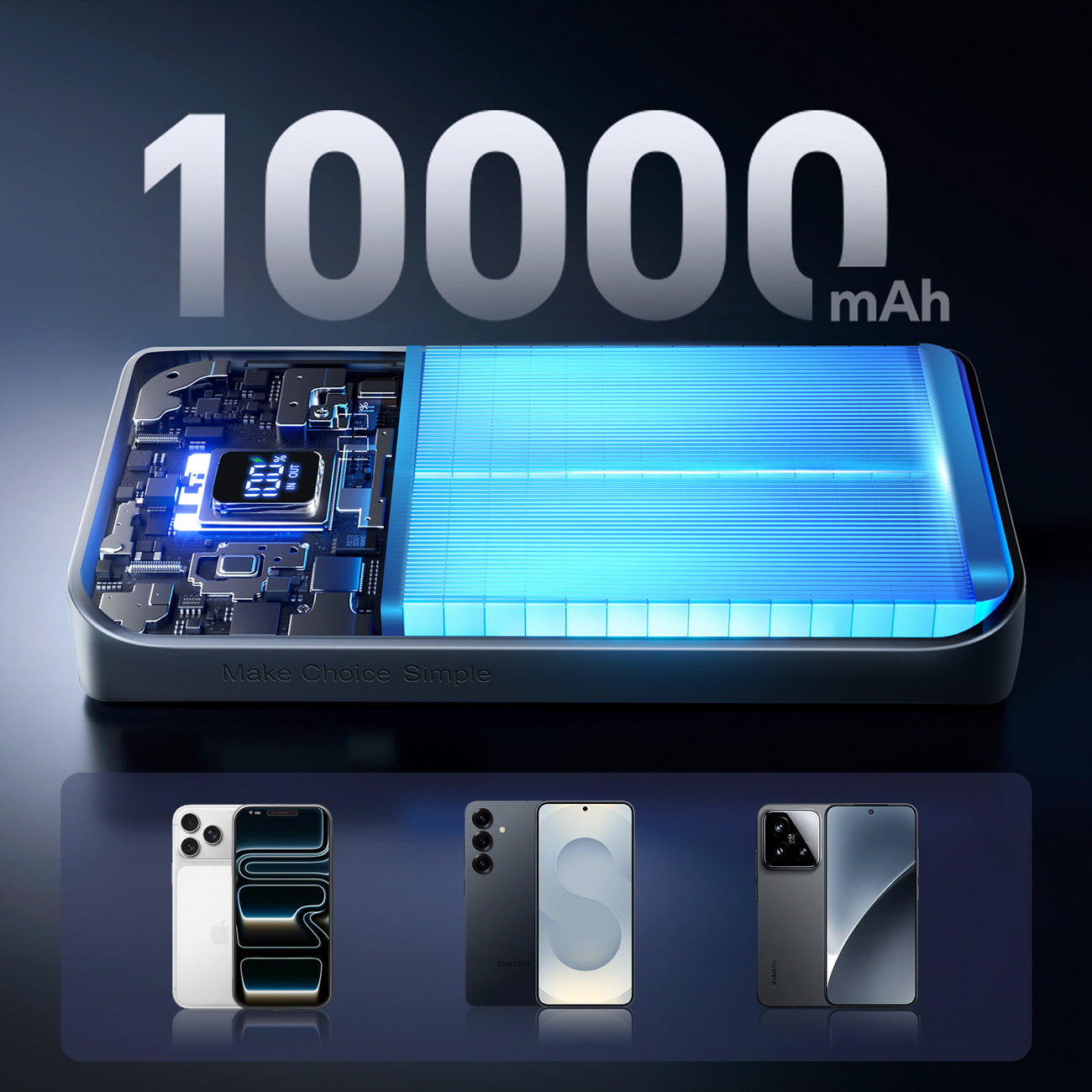 Joyroom JR-QP191 Star Series Mini išorinė baterija 10000mAh 22.5W su skaitmeniniu ekranu - juoda