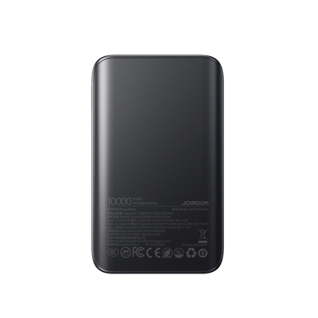 Joyroom JR-QP191 Star Series Mini išorinė baterija 10000mAh 22.5W su skaitmeniniu ekranu - juoda