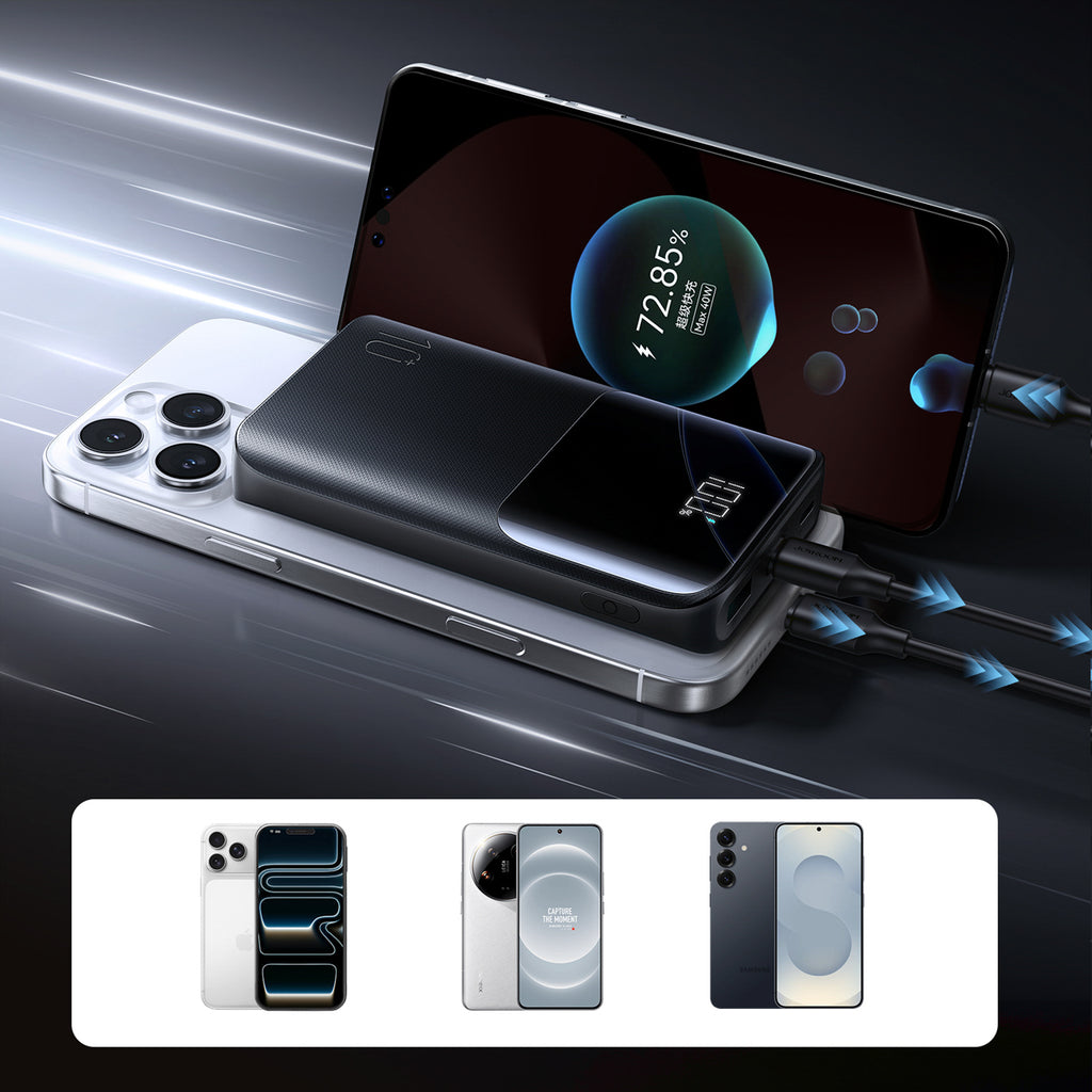 Joyroom JR-QP191 Star Series Mini išorinė baterija 10000mAh 22.5W su skaitmeniniu ekranu - juoda