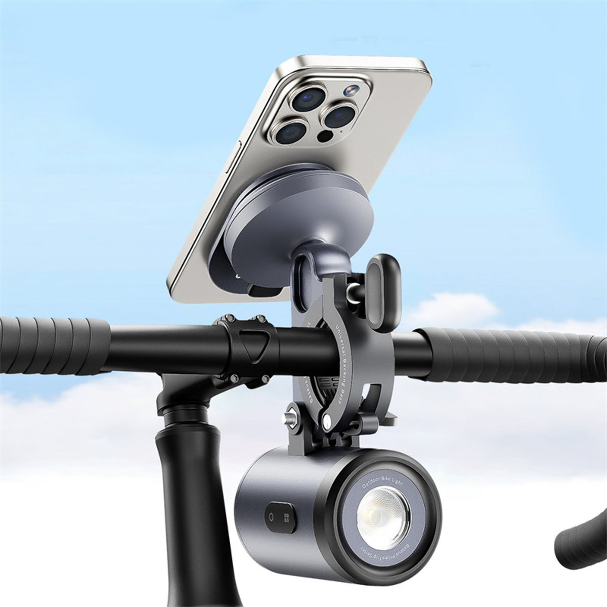 Laikiklis dviračiui su LED žibintu 2-in-1 Baseus PrimeTrip 3000mAh IP68 – juodas ir pilkas -- Bicycle Lights