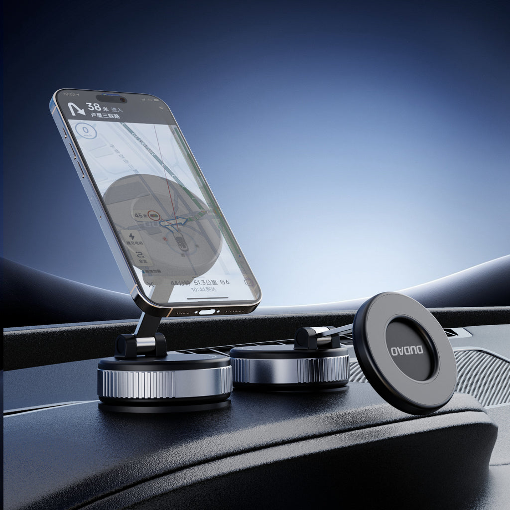 Dudao F24PRO su MagSafe suderinamas automobilinis laikiklis su siurbtuku priekiniam stiklui arba prietaisų skydeliui, juodas