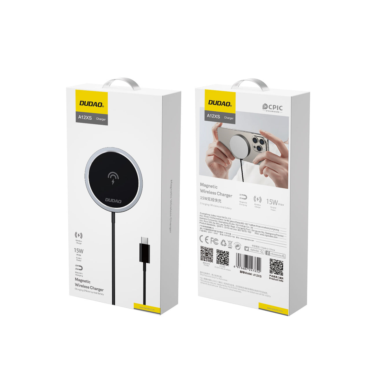 Dudao A12XS 15W MagSafe Compatible belaidis įkroviklis - juodas