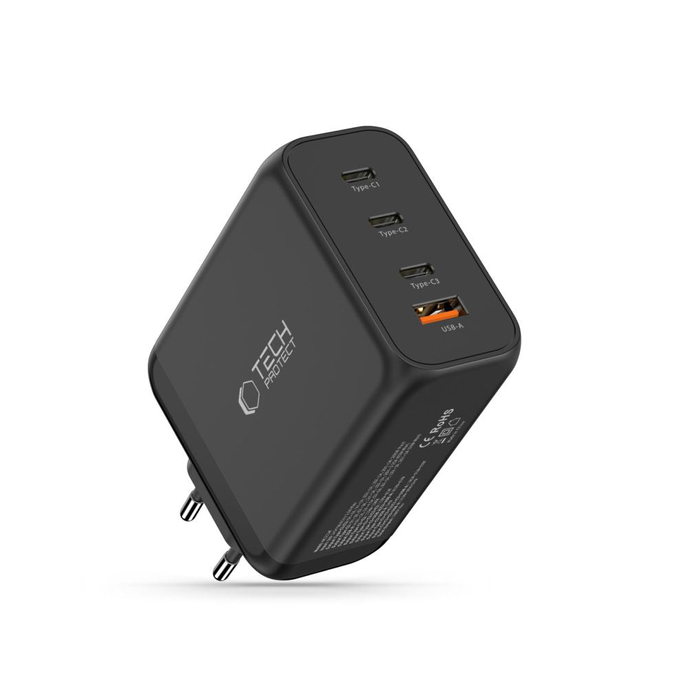 Tech-Protect NC200W-GaN 4-Port 200W sieninis įkroviklis - juodas -- Cell phone chargers
