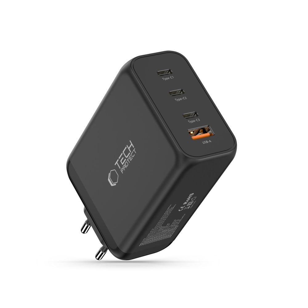 Tech-Protect NC240W-GaN 4-Port 240W sieninis įkroviklis - juodas -- Cell phone chargers