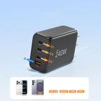 Tech-Protect NC240W-GaN 4-Port 240W sieninis įkroviklis - juodas -- Cell phone chargers