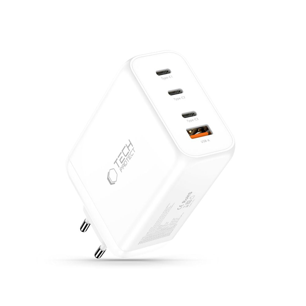 Tech-Protect NC240W-GaN 4-Port 240W sieninis įkroviklis - baltas -- Cell phone chargers