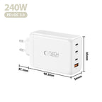 Tech-Protect NC240W-GaN 4-Port 240W sieninis įkroviklis - baltas -- Cell phone chargers