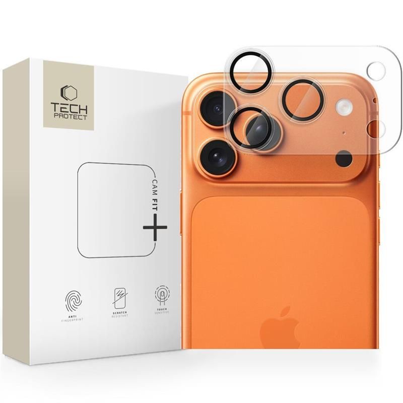 „Tech-Protect Camfull Fit+“ fotoaparato dangtelis, skirtas iPhone 17 Pro Max -- Cell phone tempered glass