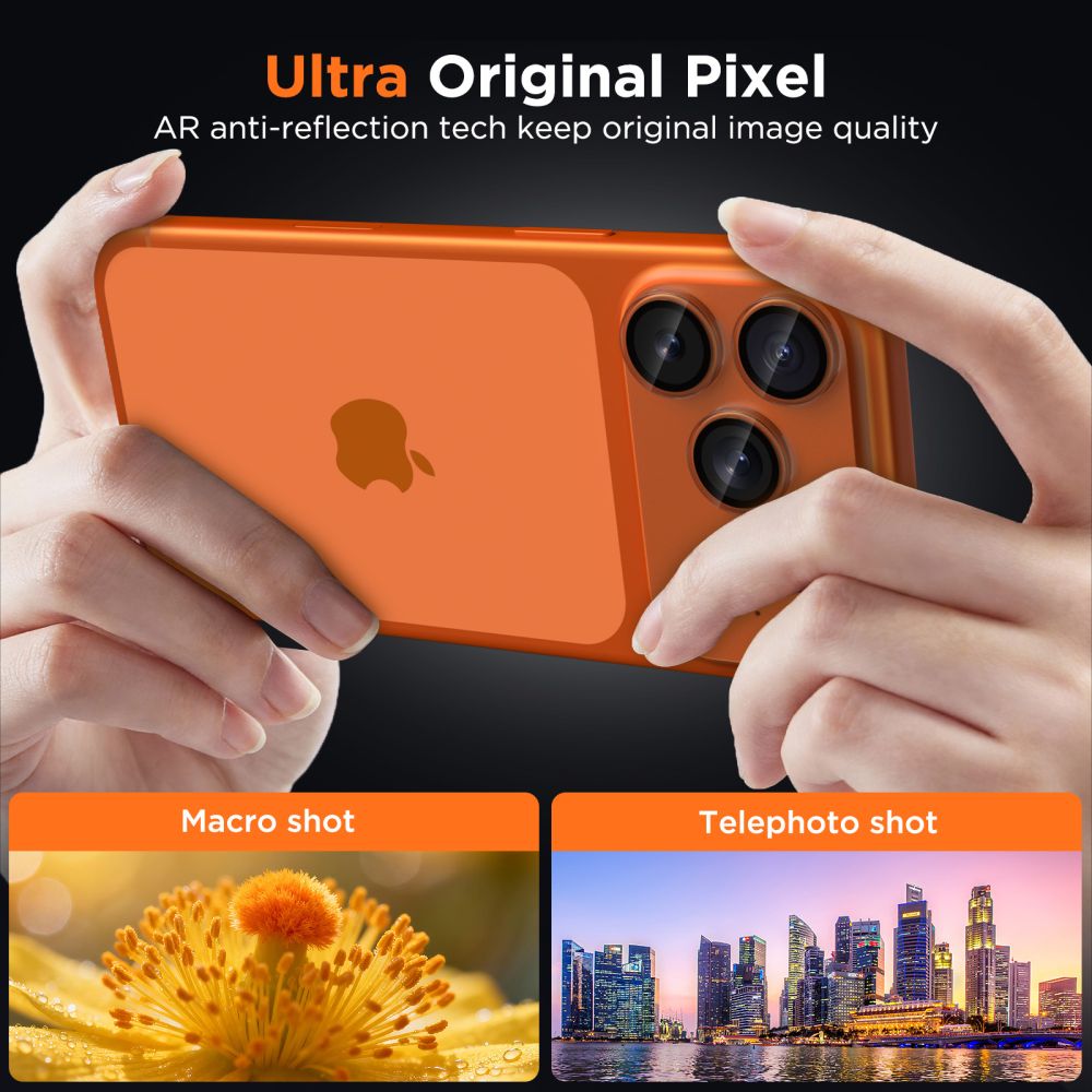 „Tech-Protect Camfull Fit+“ fotoaparato dangtelis, skirtas iPhone 17 Pro Max -- Cell phone tempered glass