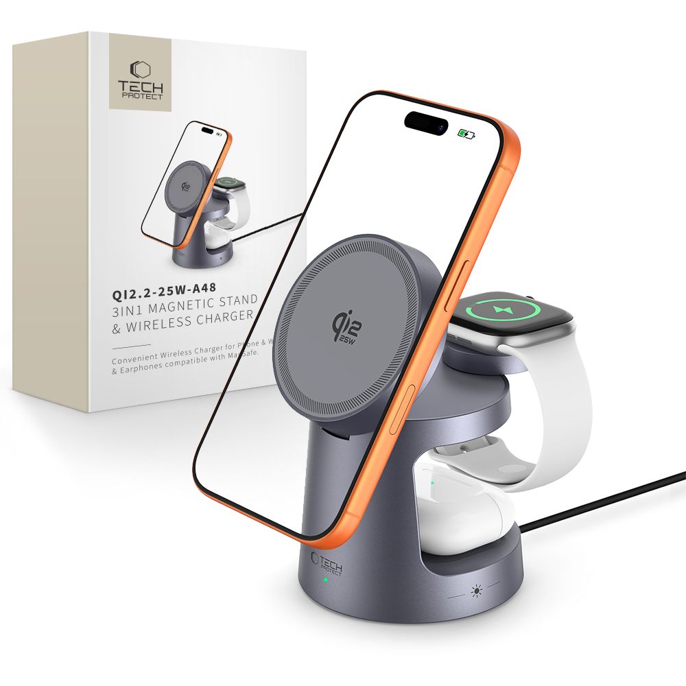 Tech-Protect QI2.2-25W-A48 3in1 Magnetic belaidis įkroviklis - tamsiai mėlynas -- Cell phone chargers