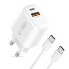 Tech-Protect NCA45W-GAN 2-Port 45W sieninis įkroviklis su USB-C laidu - baltas -- Cell phone chargers