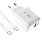 Tech-Protect NCA45W-GAN 2-Port 45W sieninis įkroviklis su USB-C laidu - baltas -- Cell phone chargers