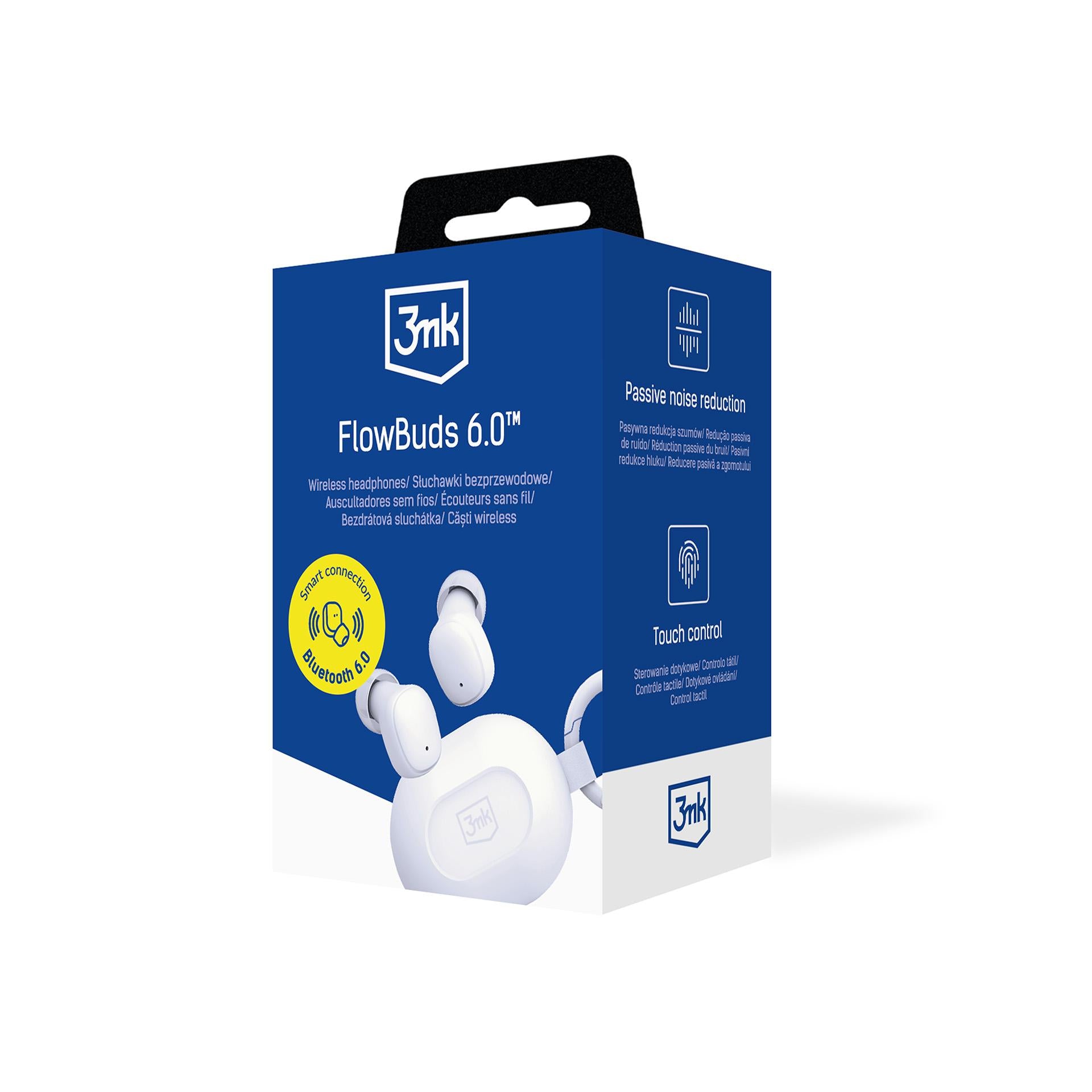 TWS 3mk FlowBuds 6.0 Bevielės ausinės - Baltos -- Headphones