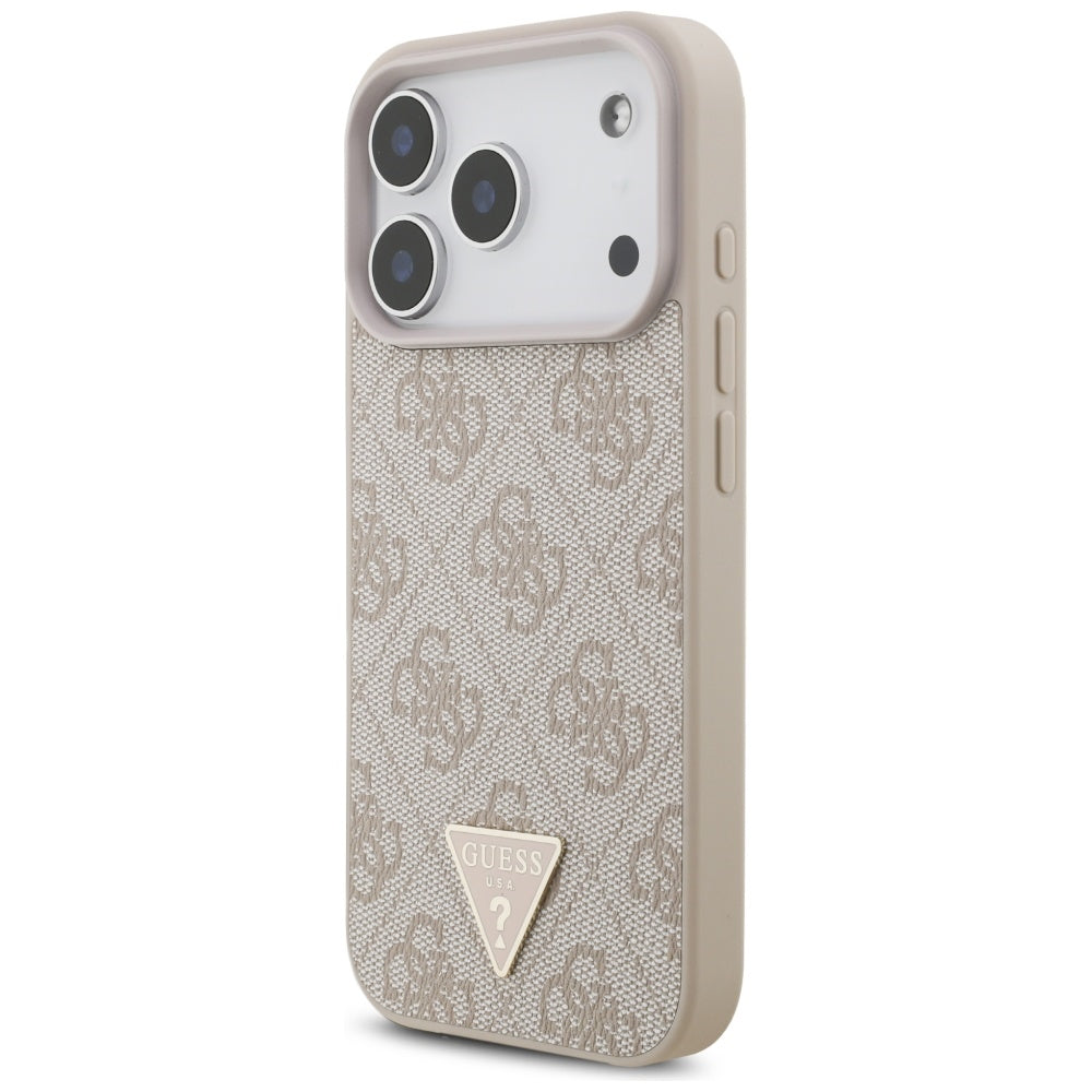 Guess 4G Trikampio dirželio logotipas MagSafe Dėklas, skirtas iPhone 17 Pro – rožinis