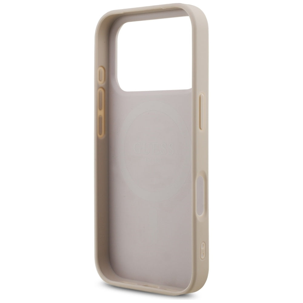 Guess 4G Trikampio dirželio logotipas MagSafe Dėklas, skirtas iPhone 17 Pro – rožinis