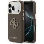 Guess FW Resin Logo dėklas iPhone 17 Pro - rudas -- iPhone 17 Pro