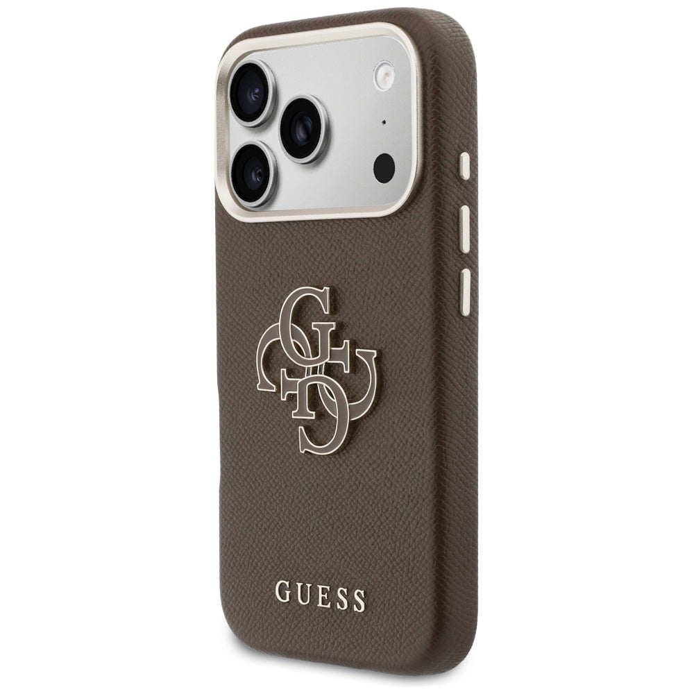 Guess FW Resin Logo dėklas iPhone 17 Pro - rudas -- iPhone 17 Pro