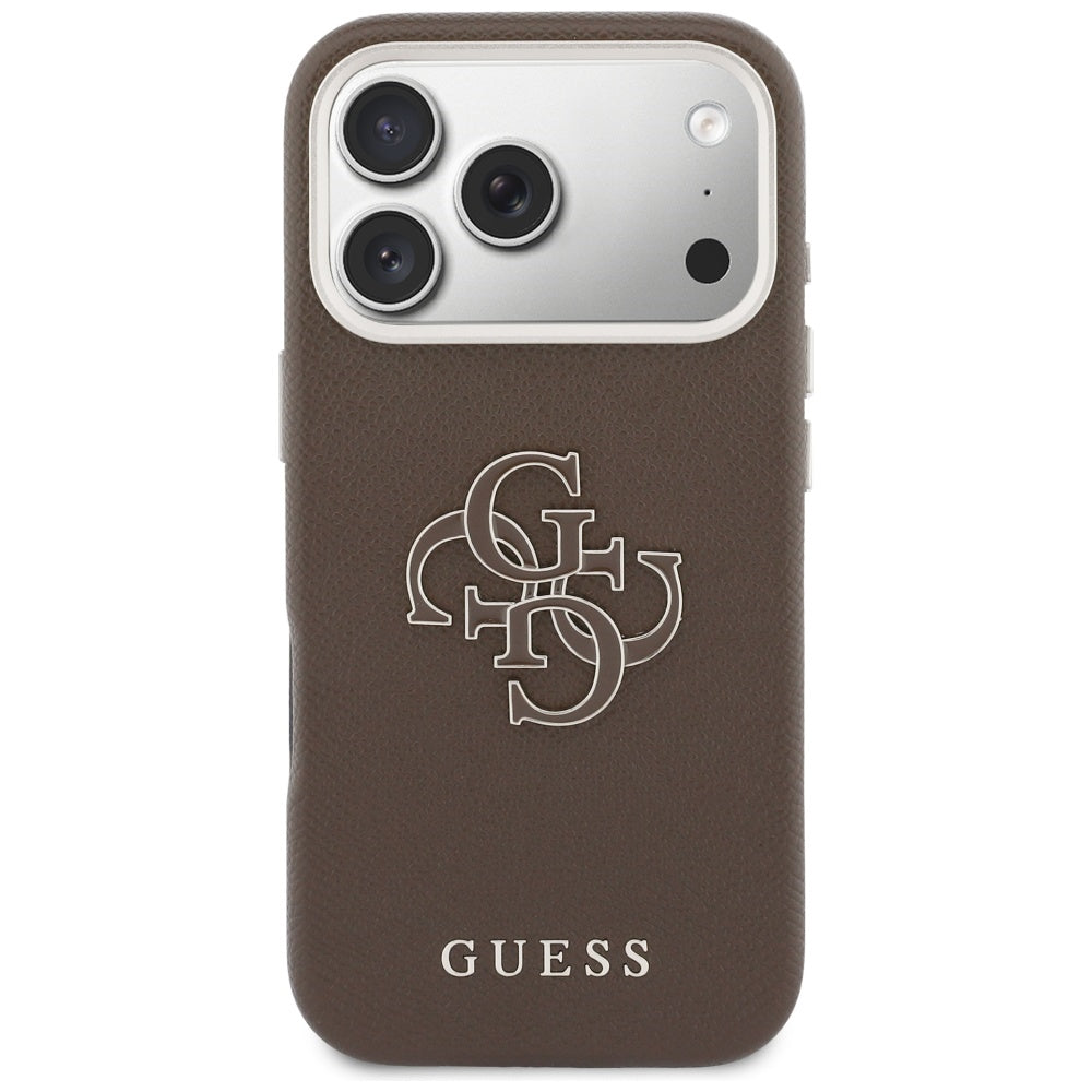 Guess FW Resin Logo dėklas iPhone 17 Pro - rudas -- iPhone 17 Pro