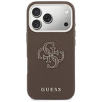 Guess FW Resin Logo dėklas iPhone 17 Pro - rudas -- iPhone 17 Pro