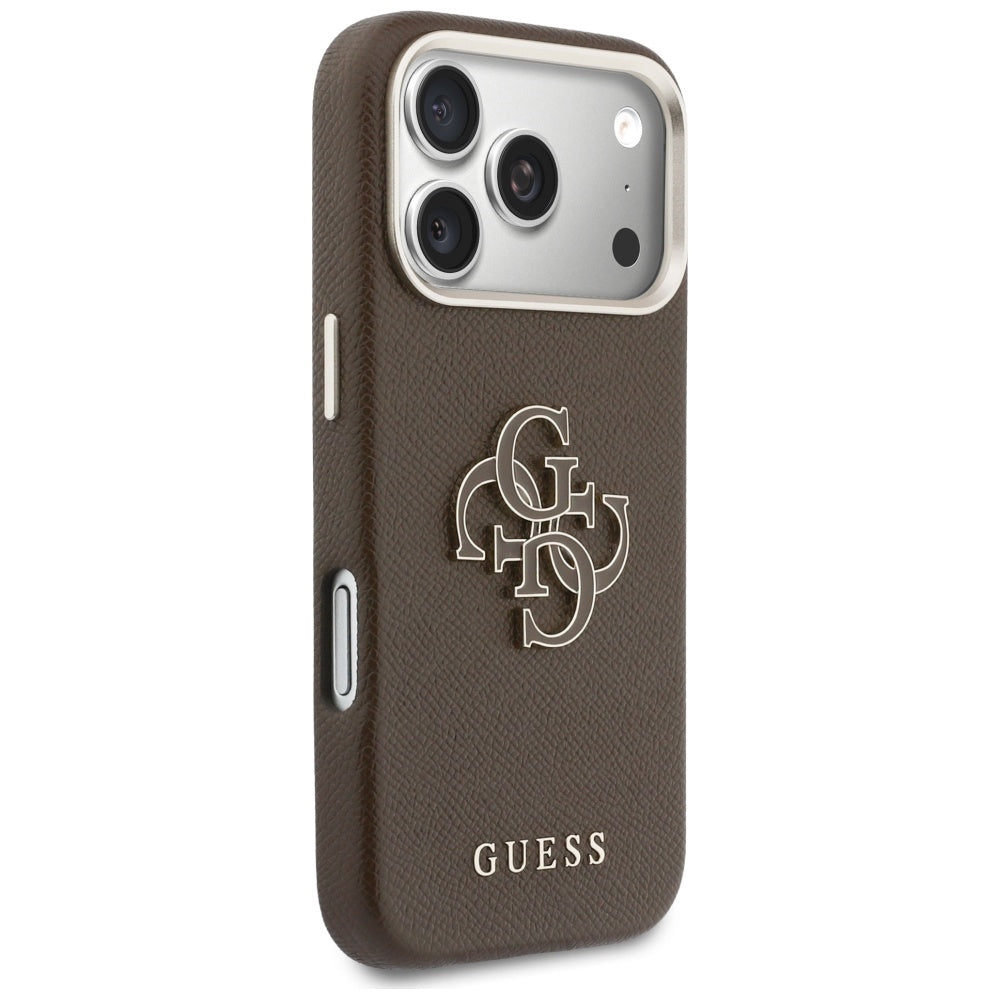 Guess FW Resin Logo dėklas iPhone 17 Pro - rudas -- iPhone 17 Pro