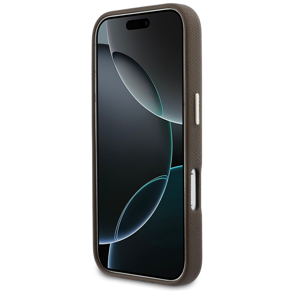 Guess FW Resin Logo dėklas iPhone 17 Pro - rudas -- iPhone 17 Pro