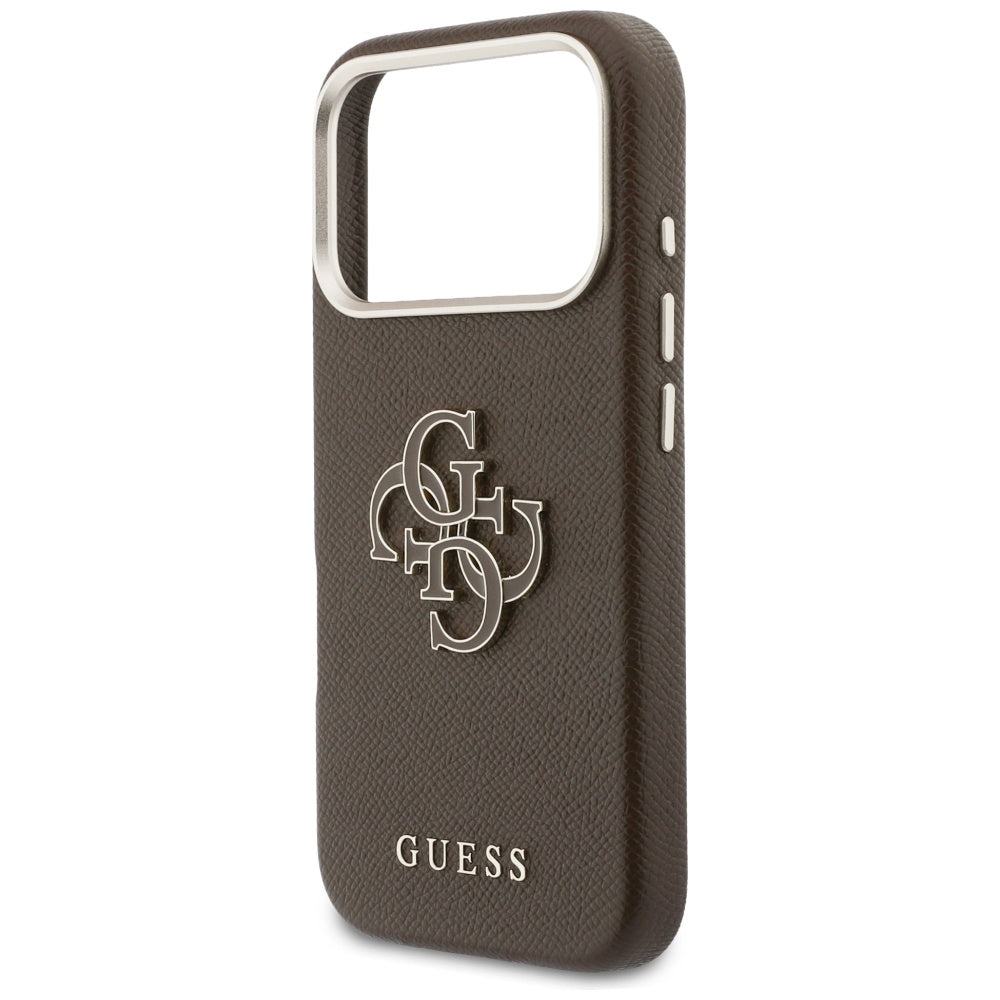 Guess FW Resin Logo dėklas iPhone 17 Pro - rudas -- iPhone 17 Pro