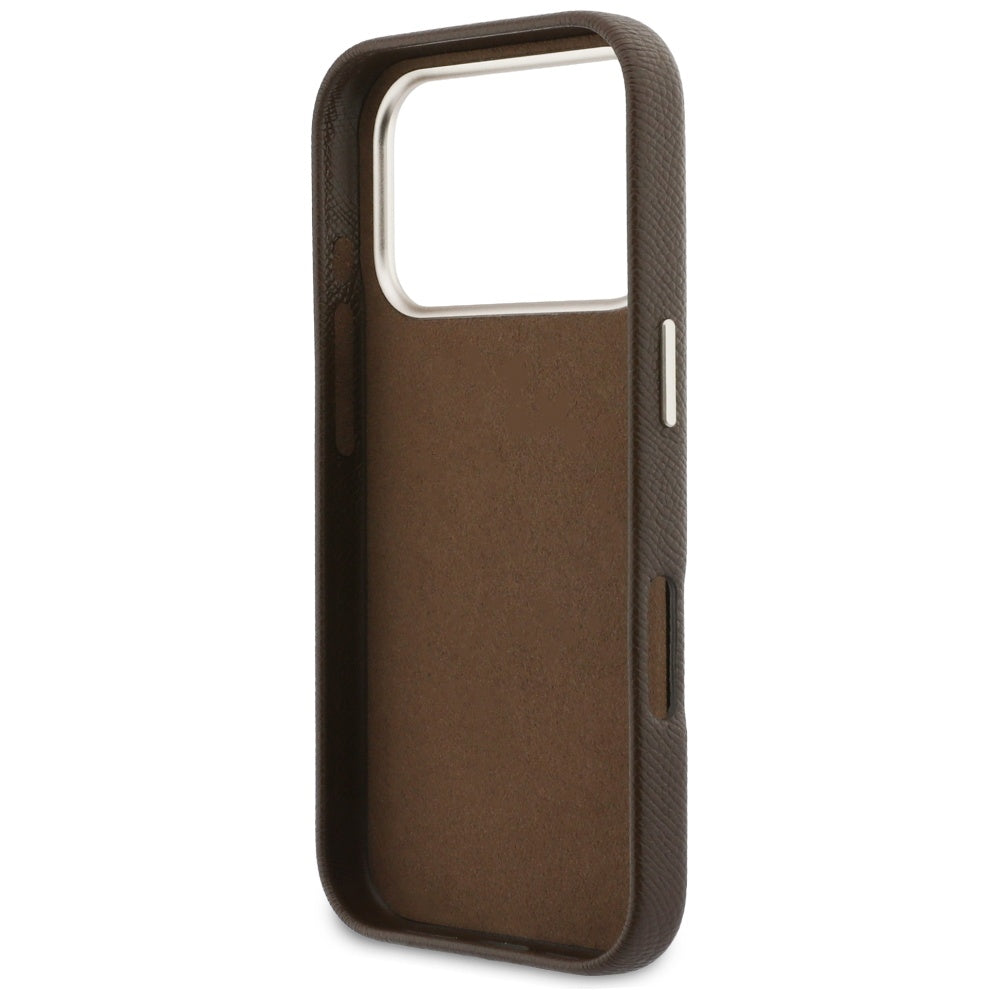 Guess FW Resin Logo dėklas iPhone 17 Pro - rudas -- iPhone 17 Pro