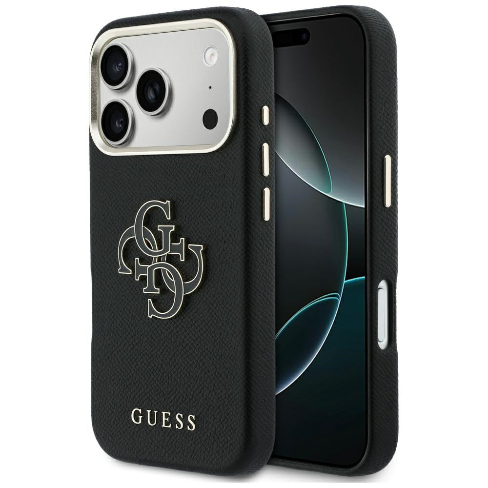 Guess FW Resin logotipo dėklas, skirtas iPhone 17 Pro - juodas