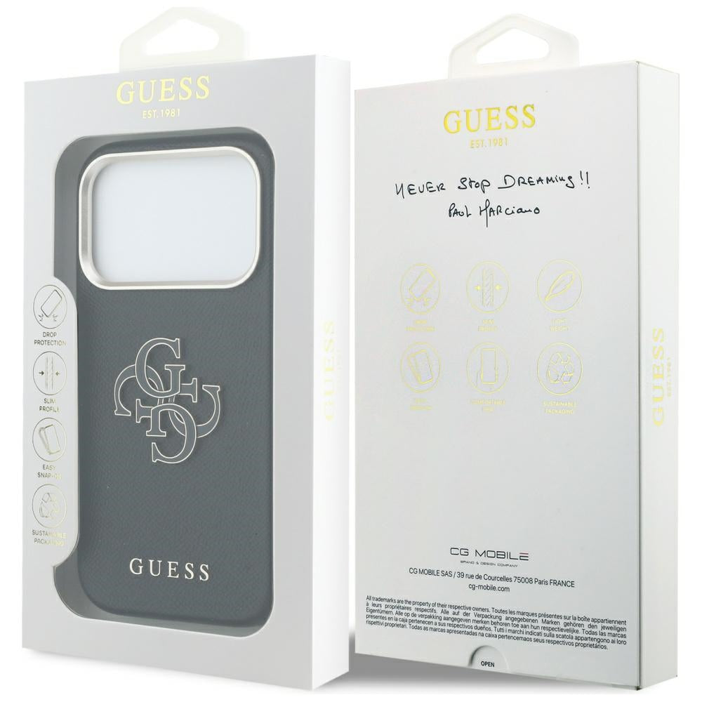 Guess FW Resin logotipo dėklas, skirtas iPhone 17 Pro Max - juodas
