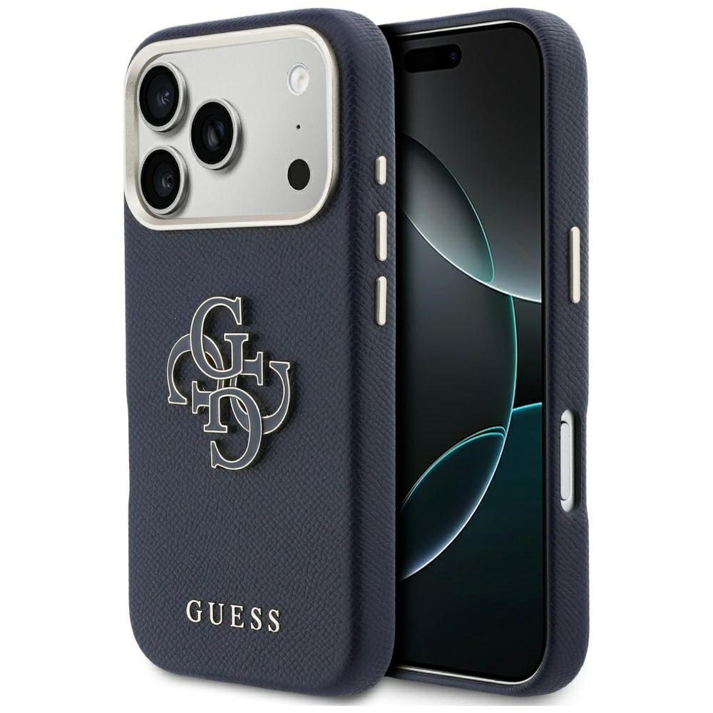 Guess FW Resin Logo dėklas iPhone 17 Pro - mėlynas -- iPhone 17 Pro